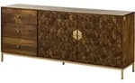 Massivmoebel24 Sideboard, Braun, Holz, Echtholz,Mangoholz, 2 F&auml;cher, 3 Schubladen,