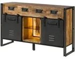Massivmoebel24 Sideboard, Braun, Holz, Echtholz,Mangoholz, 3 F&auml;cher, 4 Schubladen,