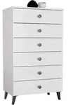 Akord Kommode, Wei&szlig;, Holzwerkstoff, Nachbildung, 6 Schubladen,