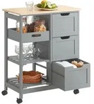 SoBuy K&uuml;chenwagen, Hellgrau, Holzwerkstoff, Holz, 68x85x38 cm, Esszimmer,
