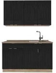 Vicco Singlek&uuml;che, Schwarz, Honigeiche, Holzwerkstoff, Rechteckig, 140x81.6x60...