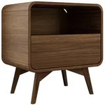 Mirjan24 Nachttisch, Nussbaum, Holz, 1 Schubladen, Rechteckig, 55x59x39 cm,