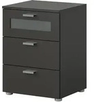 Inn.Furn Nachttisch, Grau, Kunststoff, Nachbildung, Uni, 3 Schubladen,...