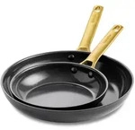 GreenPan Pfannenset Padova Reserve, Schwarz, Gold, Metall, 2-teilig, 0 L, Kochen,