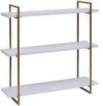 MCW Wandregal, Wei&szlig;, Gold, Holz, 60x60x18 cm, Wohnzimmer, Regale, Wandregale