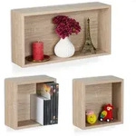 Relaxdays Wandregal, Hellbraun, Holzwerkstoff, 49x25x12 cm, Wohnzimmer, Regale,