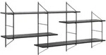 Regal, Schwarz, Holz, Metall, Paulownia, massiv, 191x79x25.5 cm, Reach,...