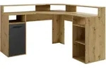 Mid.you Schreibtisch, Anthrazit, Eiche Artisan, Holzwerkstoff, rechteckig, Wange,