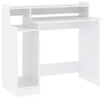 vidaXL Computertisch, Wei&szlig;, Holz, Strukturbuche, Rechteckig,Rechteckig, 97x90x45 cm,