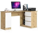 Akord Eckschreibtisch, Eiche Artisan, Wei&szlig;, Holzwerkstoff, Nachbildung, Holz...