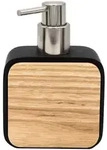 Seifenspender, Natur, Schwarz, Chrom, Holz, Kunststoff, Bambus, 10x14.5x5 cm,