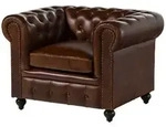 Massivmoebel24 Sessel, Braun, Leder, Echtholz, 1-Sitzer, Quadratisch, 105x75x82 cm,