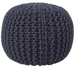Homescapes Strick-Pouf, Schwarz, Textil, Uni, Rund, 40x35x40 cm, Wohnzimmer,...