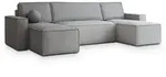 Masseno Wohnlandschaft, Hellgrau, Kunststoff, 5-Sitzer, U-Form, 306x85x140 cm,