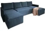 Masseno Wohnlandschaft, Blau, Kunststoff, 5-Sitzer, U-Form, 271x85x140 cm,