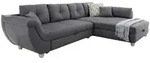 luma-home Ecksofa, Grau, Kunststoff, 5-Sitzer, F&uuml;llung: Polyurethan (Pur), Ottomane