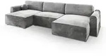 Masseno Wohnlandschaft, Hellgrau, Kunststoff, 5-Sitzer, U-Form, 347x90x148 cm,