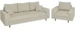 S-Style M&ouml;bel Sitzgarnitur, Beige, Textil, Echtholz, Teilmassiv,Buche, Birke,