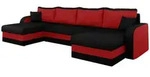 Mirjan24 Ecksofa, Schwarz, Kunststoff, 6-Sitzer, U-Form,Rechteckig, 304x80x140...