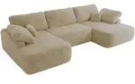 MKS Wohnlandschaft, Creme, Kunststoff, 6-Sitzer, U-Form, 370x100x187 cm,...