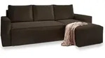 Masseno Ecksofa, Braun, Kunststoff, 3-Sitzer, L-Form, seitenverkehrt