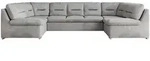 MKS Wohnlandschaft, Hellgrau, Metall, 6-Sitzer, U-Form, 340x93x206 cm, Wohnzimmer,