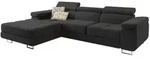 Masseno Ecksofa, Schwarz, Metall, 3-Sitzer, L-Form,L-Form, 280x205 cm, Wohnzimmer,