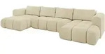 Altdecor Wohnlandschaft, Beige, Kunststoff, 6-Sitzer, U-Form, 405x90x185 cm,