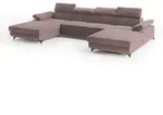 Masseno Wohnlandschaft, Lila, Holz, 6-Sitzer, U-Form, 339x89x190 cm, Wohnzimmer,