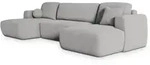 Masseno Wohnlandschaft, Hellgrau, Kunststoff, 5-Sitzer, U-Form, 330x90x148 cm,