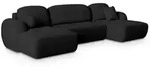 Masseno Wohnlandschaft, Schwarz, Kunststoff, 5-Sitzer, U-Form, 320x90x148 cm,