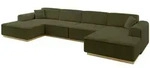 Altdecor Wohnlandschaft, Platin, Textil, 6-Sitzer, U-Form, 386x80x165 cm, Wohnzimmer,