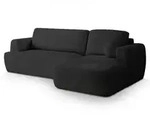 Masseno Ecksofa, Schwarz, Kunststoff, 3-Sitzer, L-Form,L-Form, 246x148 cm,