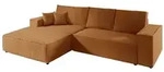 Fun M&ouml;bel Ecksofa, Rotbraun, Textil, Ottomane links, 294x185 cm, Wohnzimmer, Sofas &