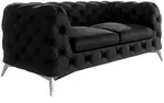S-Style M&ouml;bel Chesterfield-Sofa, Schwarz, Textil, Echtholz,Buche, Birke,...