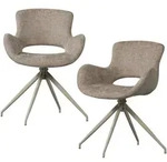 Livetastic Armlehnstuhl-Set Eliva, Sand, Textil, Struktur, Drehkreuz, 58x82x58 cm,