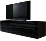 Vladon Lowboard, Schwarz Hochglanz, Holzwerkstoff, 155x46x40 cm, Wohnzimmer,