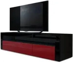 Vladon Lowboard, Bordeaux, Schwarz Hochglanz, Holzwerkstoff, 155x46x40 cm,