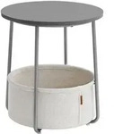 Boxxx Beistelltisch, Grau, Wei&szlig;, Holz, Metall, Textil, Recyclingholz, rund,