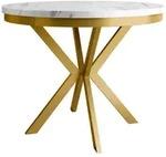 Mirjan24 Esstisch, Wei&szlig;, Gold, Metall, Rund,Rund, 100x76x100 cm, Esszimmer,...