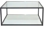 Mid.you Couchtisch, Schwarz, Metall, Glas, Uni, quadratisch, eckig, 80x35x80 cm,