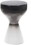 Beliani Beistelltisch, Schwarz, Wei&szlig;, Metall, Rund, 30x45x30 cm, Wohnzimmer,