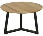 Mid.you Couchtisch, Schwarz, Akazie, Holz, Metall, Akazie, massiv, rund, 75x46x75 cm,