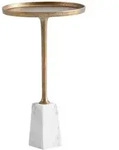 Livetastic Beistelltisch, Gold, Wei&szlig;, Metall, rund, Sockel, 34x58x34 cm, einfacher