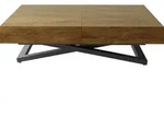 WFL Group Couchtisch, Alteiche, Metall, Nachbildung, 10-Sitzer,