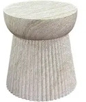Beistelltisch Bonn, Grauwei&szlig;, Keramik, Steinoptik, 50x43x43 cm, Wohnzimmer,