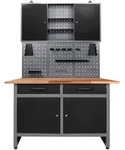 Werkbankset, Anthrazit, Grau, Holz, Metall, Buche, 1 F&auml;cher, 2 Schublade(n)