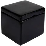 MCW Sitzhocker, Schwarz, Leder, 44x45x44 cm, Wohnzimmer, Hocker