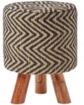 Homescapes Dreibein-Hocker, Schwarz, Textil, Ethno, Rund, 32x42x32 cm,...