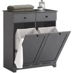 SoBuy W&auml;scheschrank, Grau, Holzwerkstoff, 78x90x38 cm, Badezimmer,